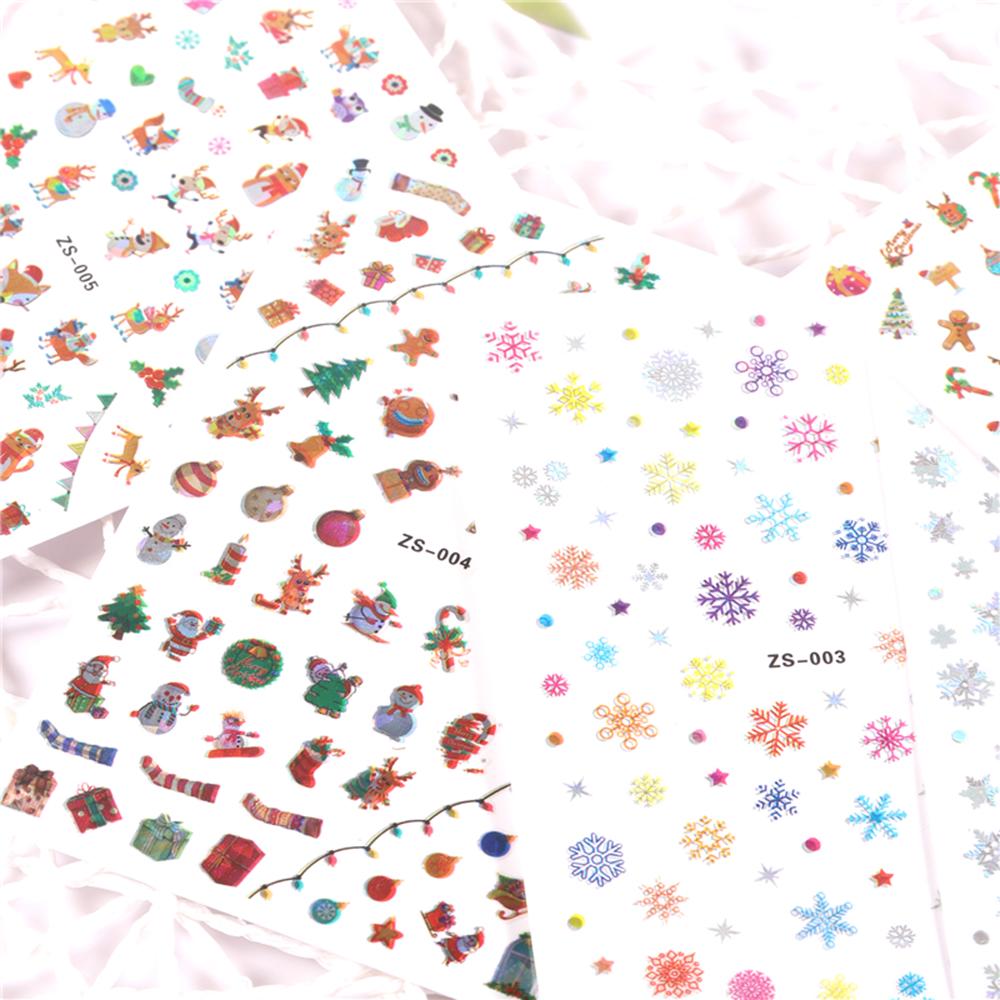 1Pcs Nail Stickers for Christmas Self-Adhesive Nail Decals Water Transfer DIY Nail Art Manicure Decorations for Women Kids