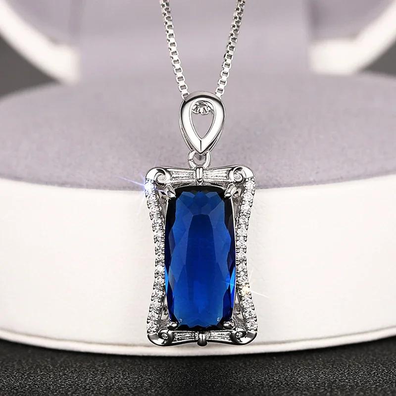 Huitan Luxury Bright CZ Women Pendant Necklace Zinc Alloy Color/Rose Gold Color for Wedding Party Daily Trendy Accessories Zircon