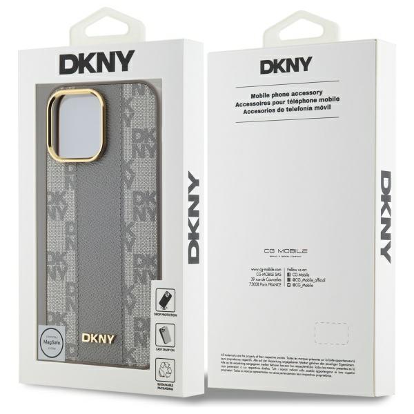 DKNY DKHMP14XPCPVSLE iPhone 14 Pro Max6.7" beige/beige hardcase Leather Checkered Mono Pattern MagSafe