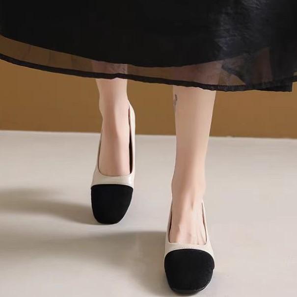 Туфли с круглым носком и одинарные 2025 с открытым верхом большого размера средней расцветки, рабочие туфли, весенние французские новые туфли на толстом каблуке, одинарные, женские