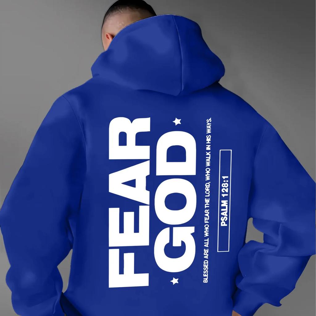 Мужской худи-пуловер Черный FEAR GOD Вертикальная Крупная Жирная Буква Псалом