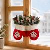 Traditional Red White Wreath Christmas Mitten/Stocking Wreath, Decorative Artificial with Berries Pine Cones, Farmhouse Style Door Hanger Branches,