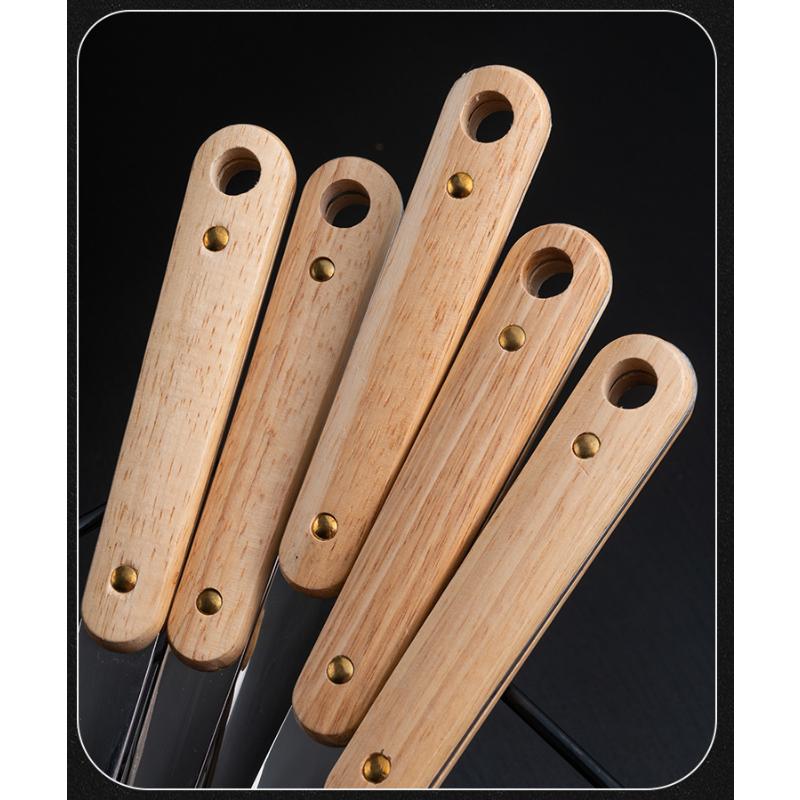 HANYANG Лопатка из нержавеющей стали, кухонная утварь, лопаточка с деревянной ручкой, кухонная лопатка