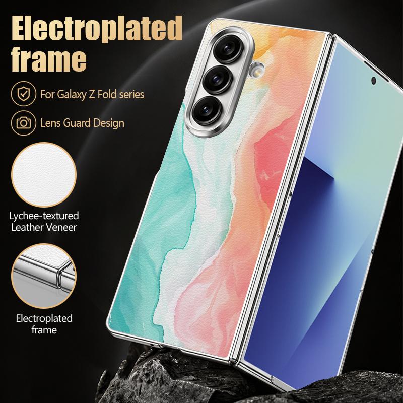 Красочный Мраморный Чехол Для Samsung Z Fold 8 Ultra 7 6 5 Роскошная Позолоченная Кожаная Накладка Жесткая Защитная Крышка Телефона Для Galaxy Z Fold8 Fold7 Fold6