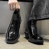 Модные ботинки-казаки с острым носком в британском стиле, ботинки из натуральной кожи для мужчин, роскошные элегантные повседневные кожаные офисные деловые базовые ботинки