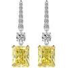 925 Sterling Silver 3ex 8ct Fancy Yellow Sapphire Created Moissanite Diamonds Drop Dangle Earrings For Women