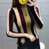 Striped Sweater Contrast Color Women Knit Pullovers Autumn Winter Long-sleeve Knitwear Ladies Turtleneck Sweater Casual Tops