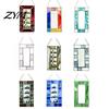 Holiday Commemorative Keepsake Acrylic Photo Frame Light Catcher, Retro Stained Glass Style Hanging Personalized Birthday Gift Display with