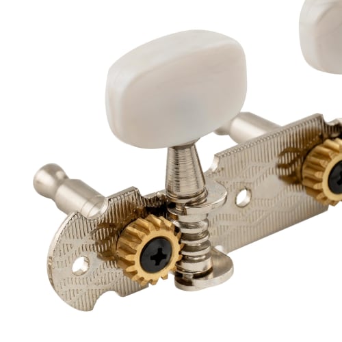 Musiclily Pro Acoustic Guitar Tuner Set, White Button Nickel