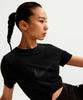 Nike Спортивный топ с коротким рукавом, приталенный, с вырезами и логотипом W - Черный / Io1517-010