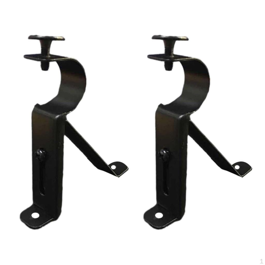 2 Curtain Rod Brackets, Adjustable Hook, 1-1.1 Inch Bracket