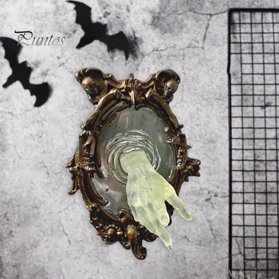 Ghost Hand Wall Sculpture Ghost In The Mirror Wall Plaque Gothic Spectral Hand Wall Decoration for Halloween Home Decor