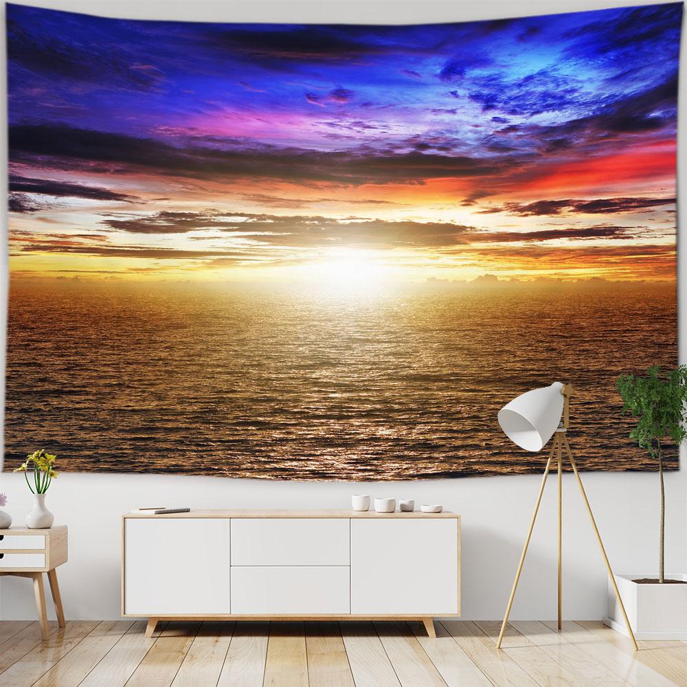Beach Starry Tapestry Home Decor Living Room Natural Moon Sea Landscape Tapestry Fabric Hippie Wall Hanging Tapestry Tapiz