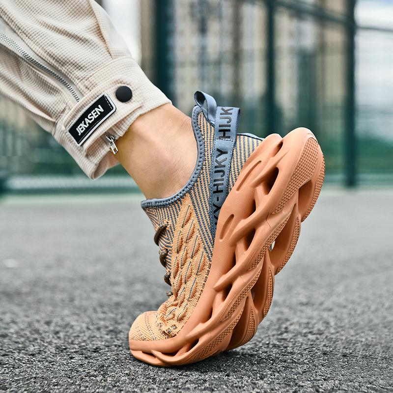 Мода Мода Кроссовки для бега с лезвиями Мужские Вязаные Дышащие Мужские Кроссовки для бега Легкие Нескользящие Тренировочные Кроссовки Мужские Уличные Красные Кроссовки