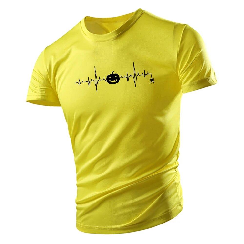 Летняя мода в спортивном стиле с круглым воротником Мужская футболка с коротким рукавом на Хэллоуин с принтом летучей мыши Harajuku Мужская свободная удобная дышащая футболка