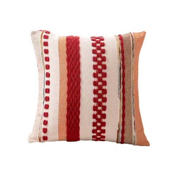 Boho Chenille Tufted Throw Pillow Cover Farmhouse Striped Decorative Cushion Case Square Pillowcase for Living Room Sofa Bed Couch Decor