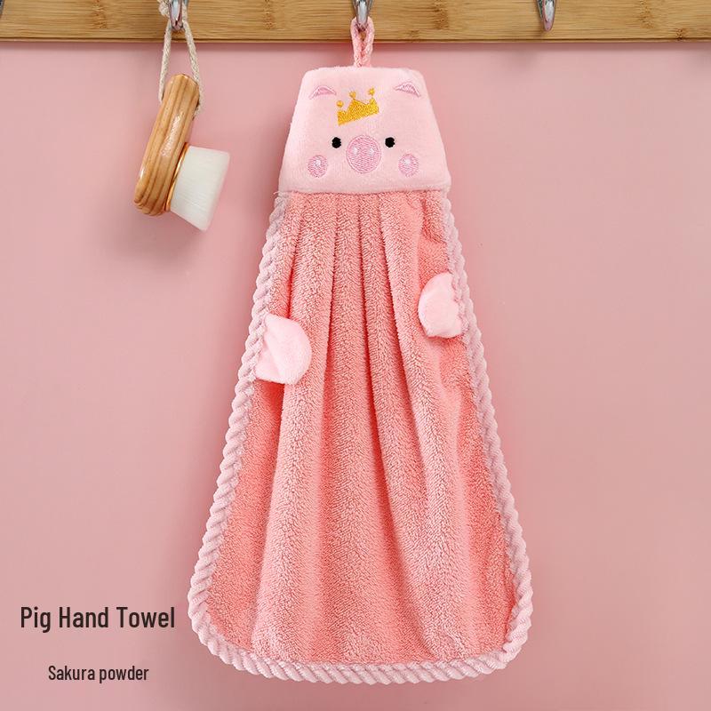 Милое Гусь Коралловый Флис Подвесное Полотенце для Рук - Мультяшное Впитывающее Кухонное Полотенце