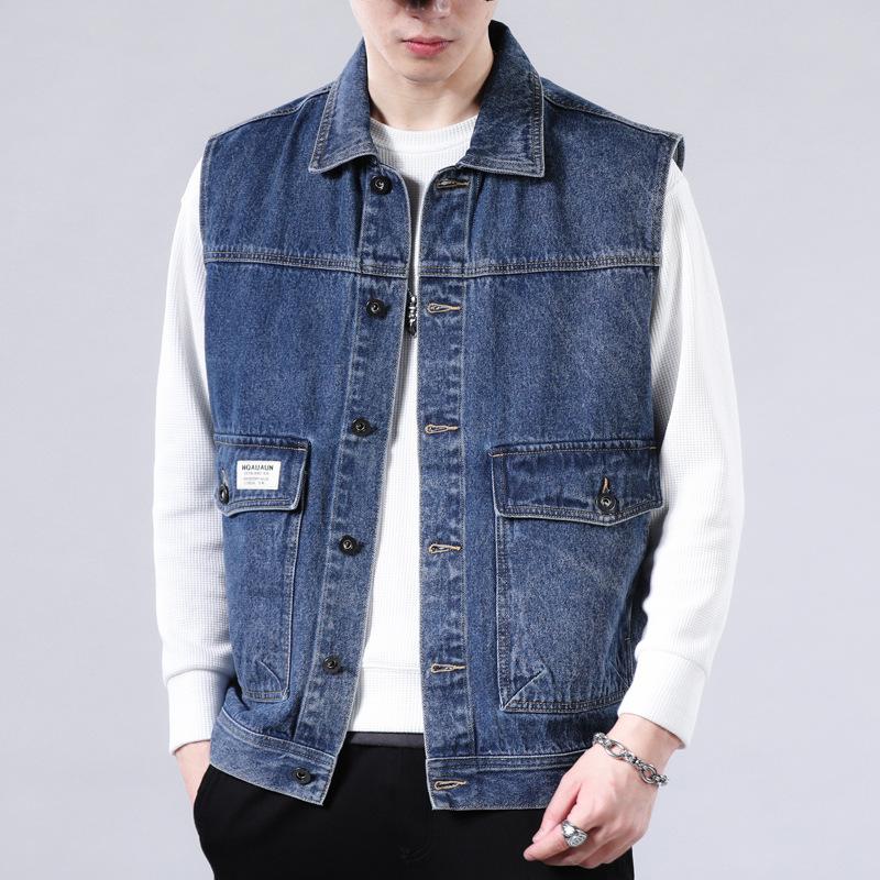 Jeans Jacket Men's Spring Youth Loose Waistcoat Men's Sleeveless Tooling Jacket