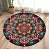 Круглый ковер Мандала Геометрический ковер для пола Арт Деко Круглый коврик Традиционный Противоскользящий коврик Черные ковры для гостиной