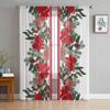 Christmas Poinsettia Pine Needles Sheer Curtains For Living Room Bedroom Tulle Curtain For Kitchen Voile Curtain Blind Panels