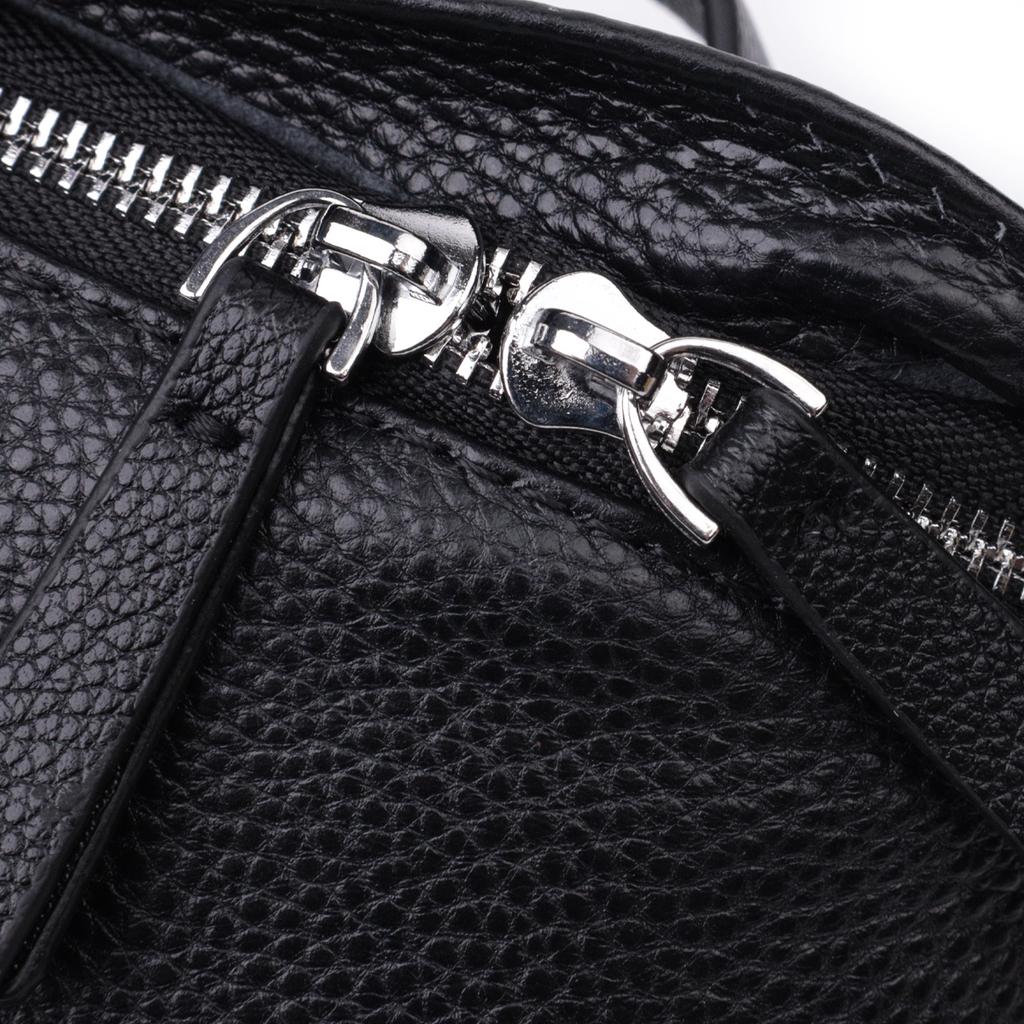 Women's Shoulder Bag In Classic Color Made of Genuine Leather Vintage 22655 Black