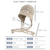New bow strap hollow knitted ear hat women's autumn and winter sweet girl versatile face small wool hat
