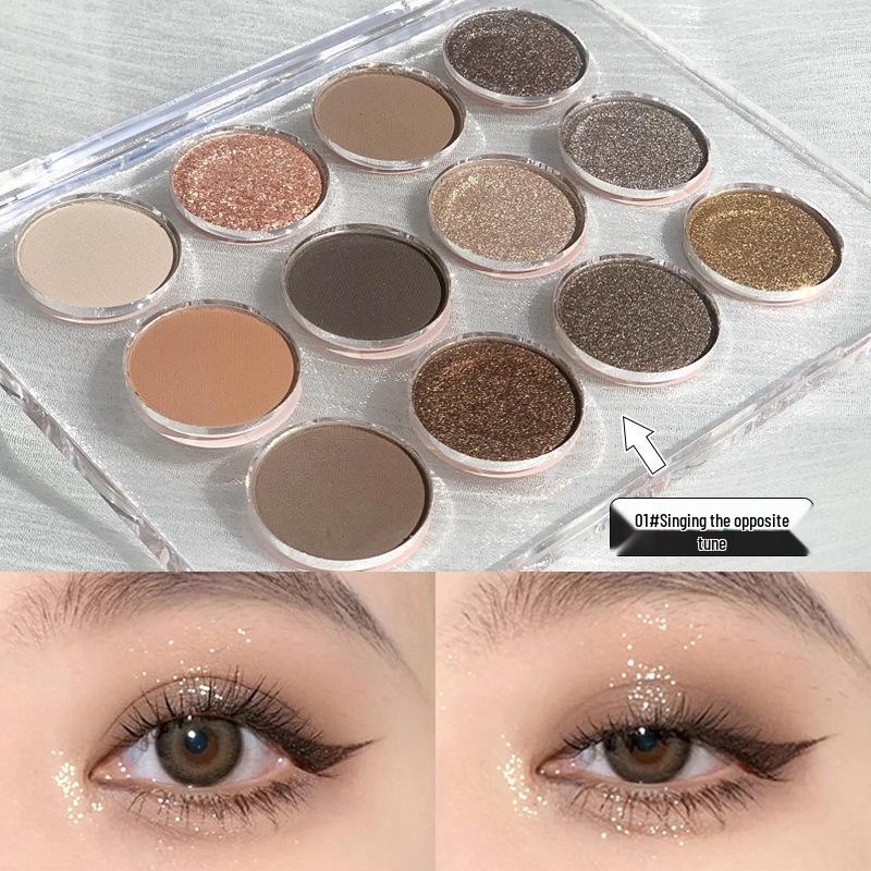 Доступная палетка теней для век из 12 цветов: Перламутровый, Матовый, Молочный чай, Землистые тона