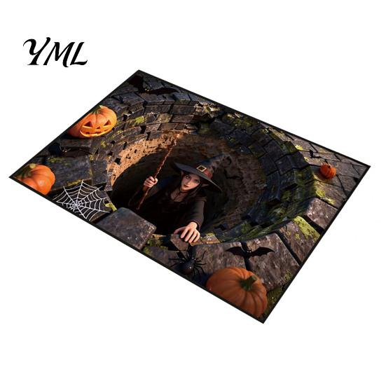 Absorbent Entryway Rug for Rain 3D Halloween Entrance Rug, Spooky Skeleton Depth Pattern Horror Themed Home Decor Non-slip Door Mat Front Bathroom