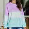 Women Spring Autumn Long Sleeve O Neck Color Matching Loose T Shirt Top