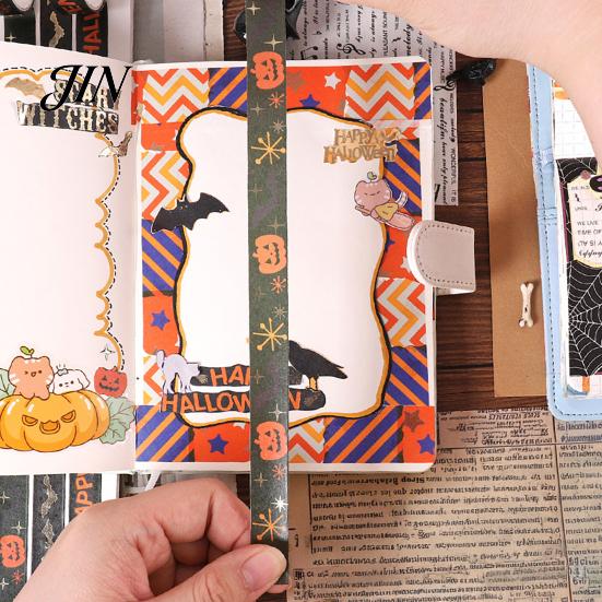 Halloween Washi Tape 8 Rolls Tape, Spooky Bat Witch Cat Pattern Decorative Japanese Paper for Junk Journaling Supplies, Scrapbooking, DIY Crafts, Gift