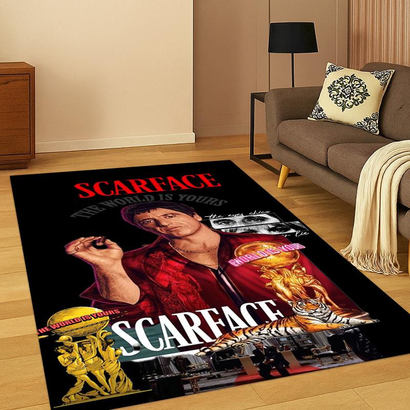 3D Ковер Scarface Классический Фильм Тони для Спальни Гостиной Дивана Игровой Комнаты Придверный Коврик Домашний Декор, Детская Игровая Зона Ковер Нескользящий