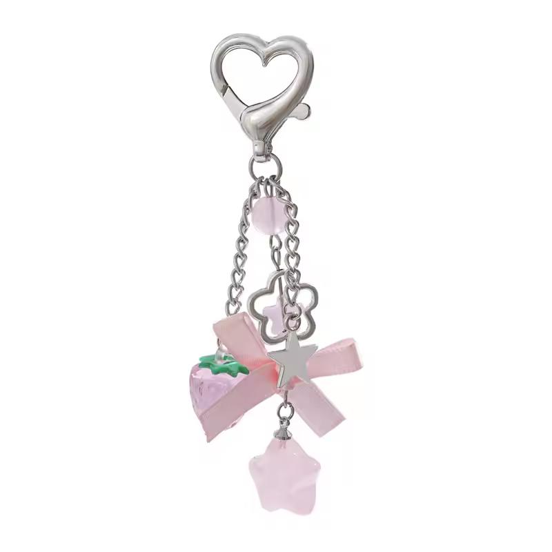 Lightweight Sweet Cute Strawberry Keychain Cellphone Charm Lanyard Lovely Fruits Bag Chain for Girls Aesthetic Jewelry Props