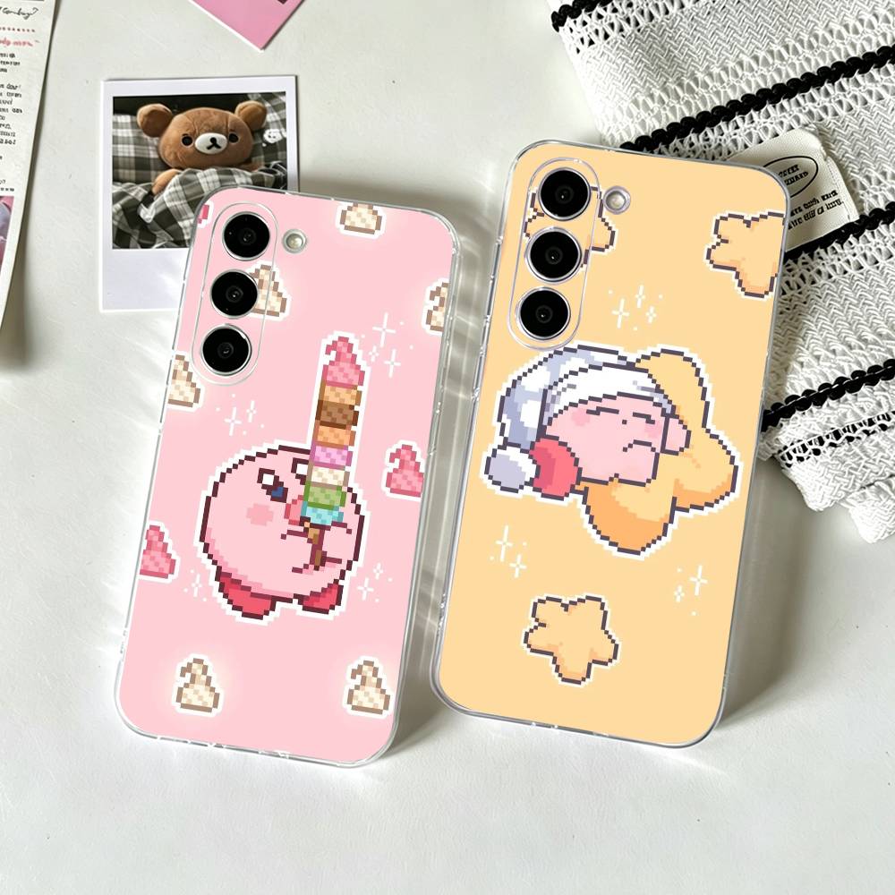Мультяшный Розовый Пиксельный K-Kirbys-KK Чехол для Телефона для Samsung A10, 12, 20, 21S, 30, 31, 40, 50, 51, 52, 70, 71 Прозрачная Крышка