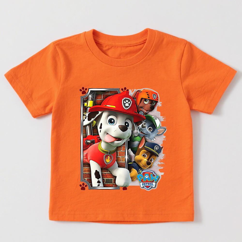 Kids Paw Patrol Cartoon Graphic T Shirt Cotton Casual Short Sleeve Tee Boys Girls Summer Toddler Clothing