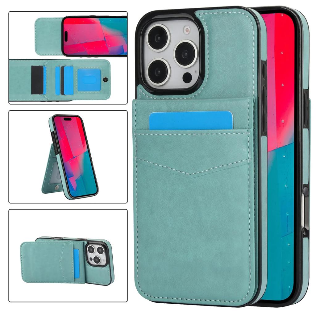 Wallet with Card Holder Kickstand Leather Phone Case for iPhone 16 15 Pro Max Plus Shockproof Protective Cover