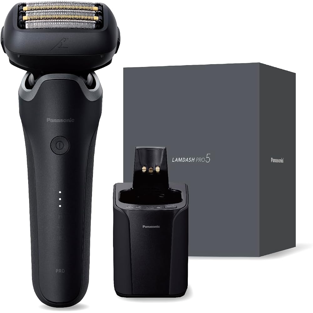 Panasonic Lambda Dash PRO Electric Shaver 5-Blade with AI Plus Automatic Cleaning Charger ES-L571D-K Matte Black