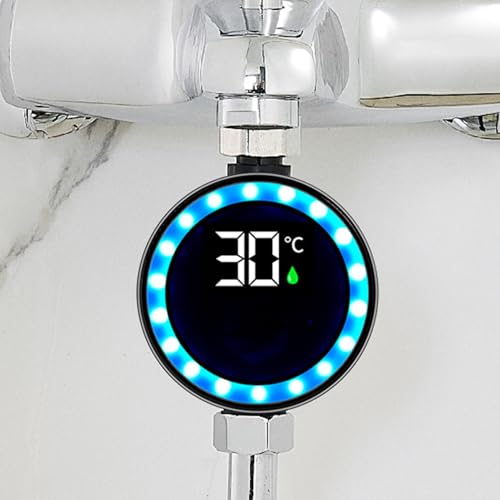 Shower Thermometer with LED Digital Display, Waterproof Bathroom Temperature Monitor for Shower Head, Faucet and Bathtub