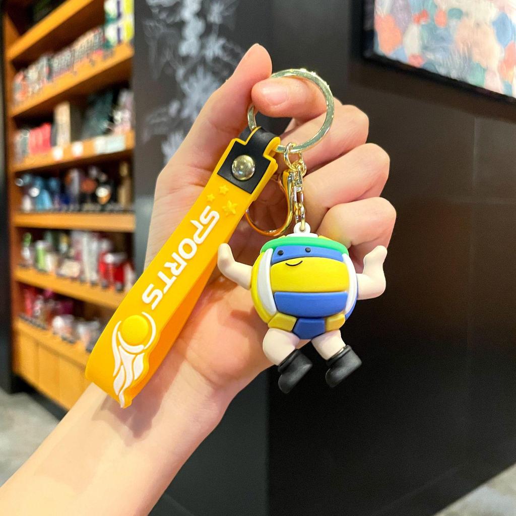 3D Спортивный кулон-брелок - Креативный мультяшный футбольный и баскетбольный аксессуар для ключей для автомобиля или школьного рюкзака