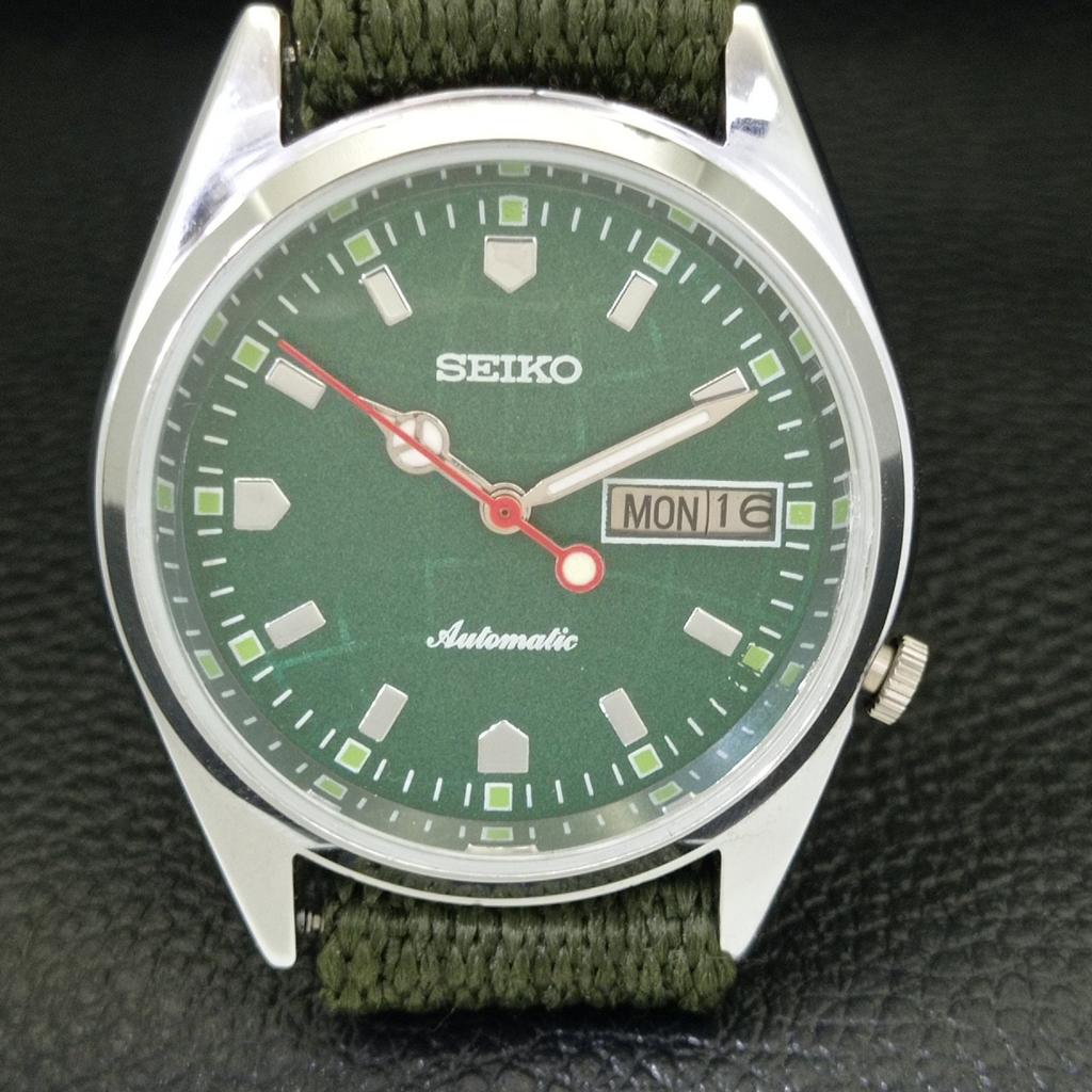 ВОССТАНОВЛЕННЫЕ ВИНТАЖНЫЕ АВТОМАТИЧЕСКИЕ МУЖСКИЕ ЧАСЫ SEIKO JAPAN С ЗЕЛЕНЫМ ЦИФЕРБЛАТОМ a433576-2