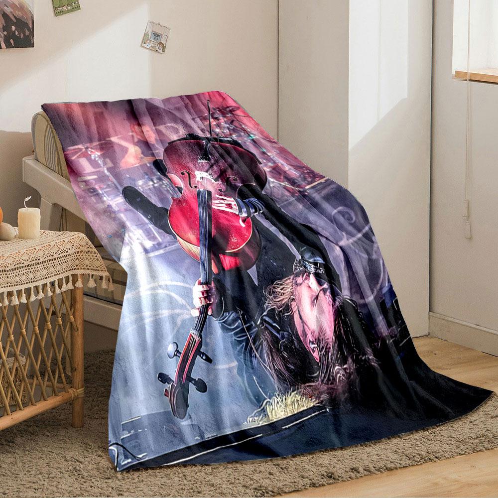 "Rock Cellist Concert Scene" for all seasons blanket lunch break throw gift