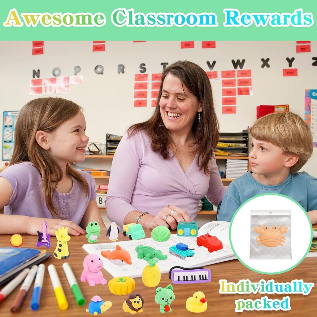 100 шт. ластиков для детей, милые ластики для карандашей в виде животных, мини-ластики для карандашей-пазлов, детские ластики-пазлы, ластики для вечеринок, ластики для карандашей в виде животных, начальная школа