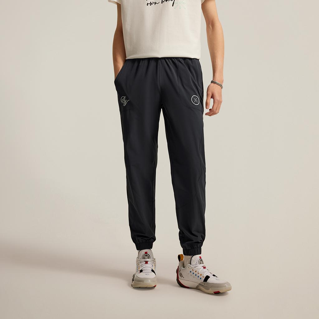 Li Ning Wade Series Повседневные Простые Зауженные Спортивные Брюки на Шнуровке Мужские брюки Черный AYKV069-1