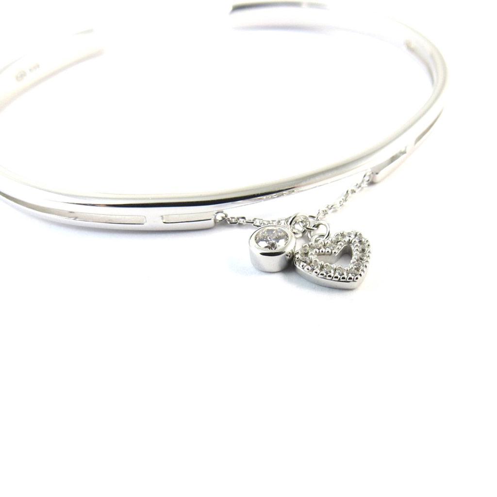 Les Trésors De Lily [P0179] - Open Silver Bracelet 'Love' Silver White (rhodium-plated)