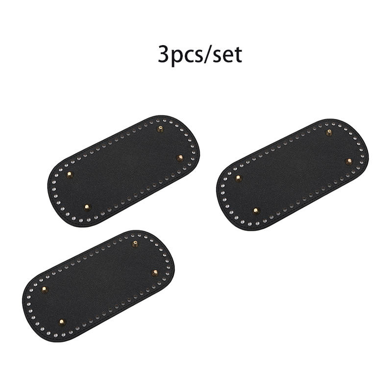 3PCS Oval Tote Bag Bottom Pads for Crochet DIY Handmade Leather Handbag Purse Base with Holes