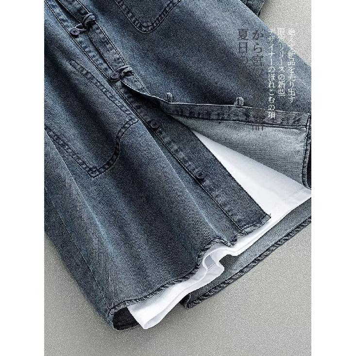 Летняя новая джинсовая куртка в китайском стиле в винтажном стиле для мужчин и женщин, свободный джинсовый топ с ретро-пуговицей