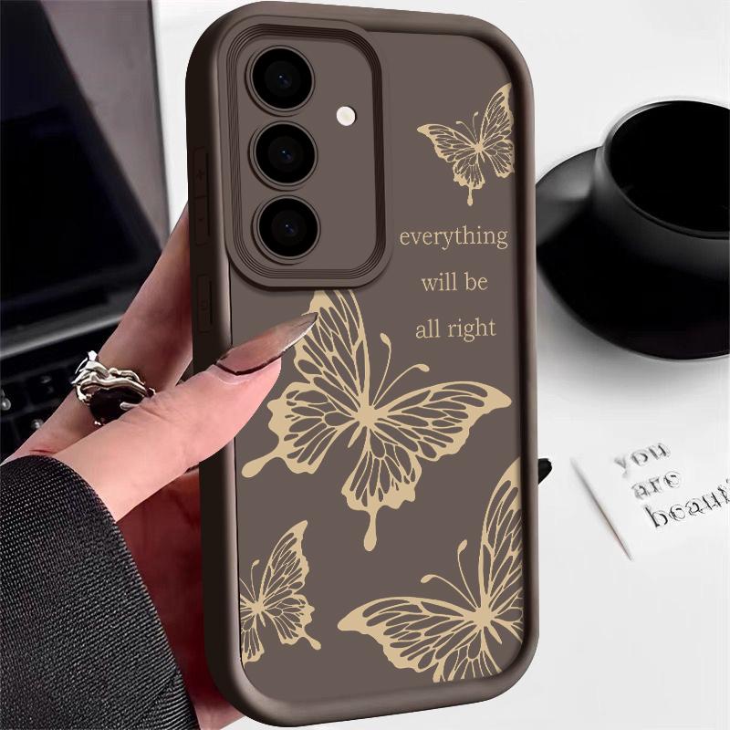 Shockproof Butterfly Print Protection Phone Case for Samsung S25 S24 FE S23 Ultra S22 Plus S21 A16 A56 A55 A36 A35 A15 5G Soft Silicone Matte Shell