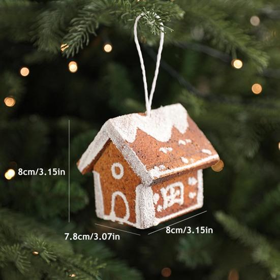 Christmas Ornaments 3D Foam Gingerbread/Star/Candy Cane Christmas Decoration Sticky Powder Hanging Decor for Xmas Tree