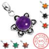 925 Sterling Silver Pendant Women Gemstone Handmade Jewelry Mothers' Day Gift Amber Amethyst Black Onyx Carnelian Garnet Quartz Green Onyx Gold Stone