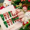 24Pcs/set Elk Pattern Christmas Fake Nails Christmas Fake Nail Extension  Manicurist