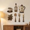 7Pcs Vintage Floral Coffee Element Wall Plaques Rustic Distressed Dining Room Wall Decor Set  Bar